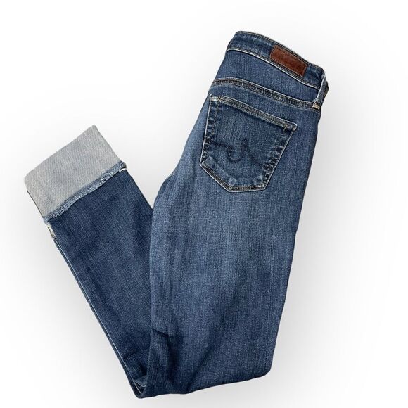 AG Adriano Goldschmied Jeans Blue Stevie Cuff Slim Straight Med Wash - Size 25 - Picture 2 of 9
